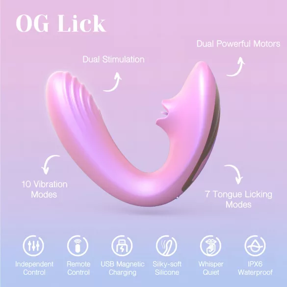 Tracy's Dog OG Lick - vibrator za G-točku i stimulator klitorisa (rozi)