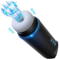   Leopard - muški masturbator s pokretom gore-dolje i vakuum vibracijom - crni