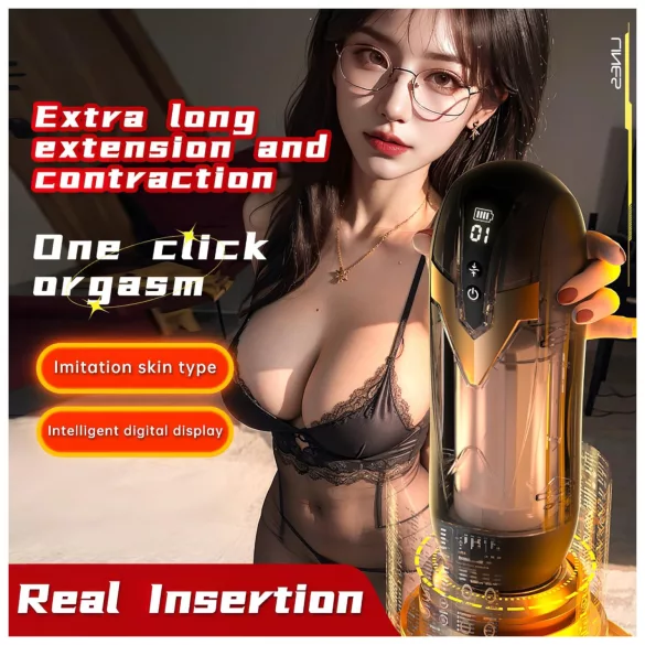 Leopard - muški masturbator s potisnim funkcijama - crni