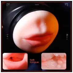   Leopard - masturbator za penis s vibracijom za usta i umjetnu vaginu (naturalan)