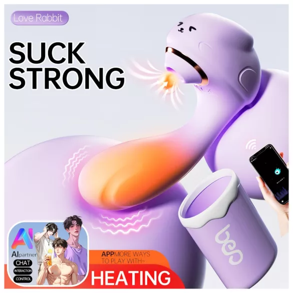 Leopard - vibrator s usisavanjem i vibracijom - ljubičasti