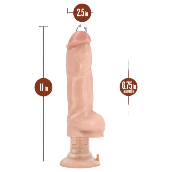Blush Bad Boy - vibrirajući dildo s piercingom - 33cm - natur