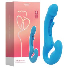   Honey Play Box Harmony Duo - strap-on vibrator s jezikom - plava
