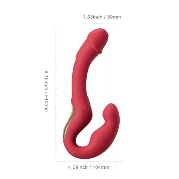 Honey Play Box Harmony Duo - Aplikacijom upravljivi strap-on vibrator s jezičkom (crveni)