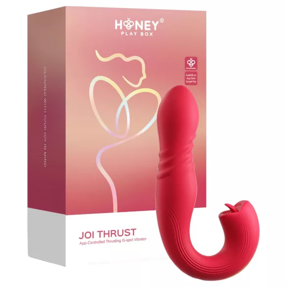 Honey Play Box Joi Thrust 2 - aplikacijom upravljani vibrirajući jezik s funkcijom potiskivanja (crveni)