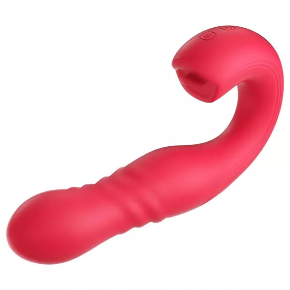 Honey Play Box Joi Thrust 2 - aplikacijom upravljani vibrirajući jezik s funkcijom potiskivanja (crveni)