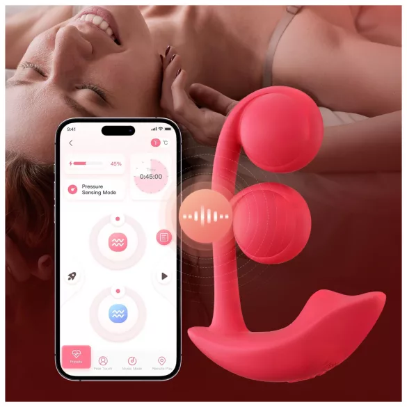 Honey Play Box Melody - aplikacijom upravljani 2-u-1 vibrator s kuglicama (crveni)