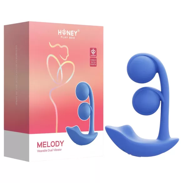 Honey Play Box Melody - aplikacijom upravljani 2-u-1 vibrator s perlicama (plavi)