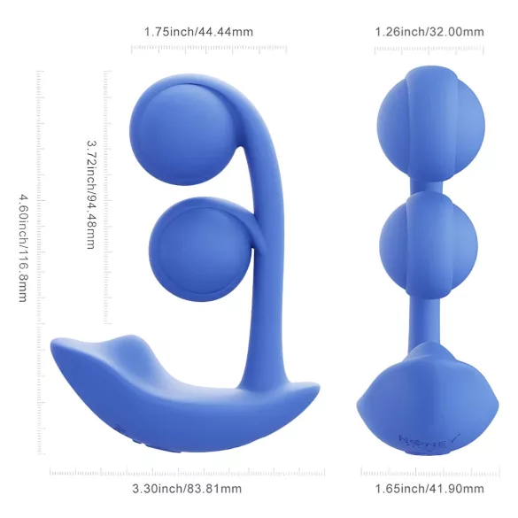 Honey Play Box Melody - aplikacijom upravljani 2-u-1 vibrator s perlicama (plavi)