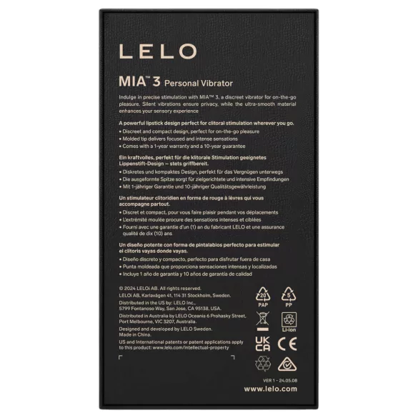 LELO Mia 3 - mini vibrator za putovanja - crna