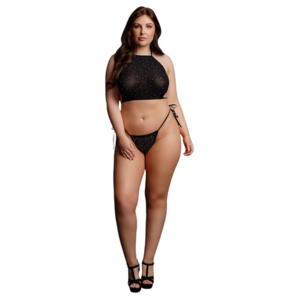 Le Désir Plus Size - štras party set - crna (XL-3XL)