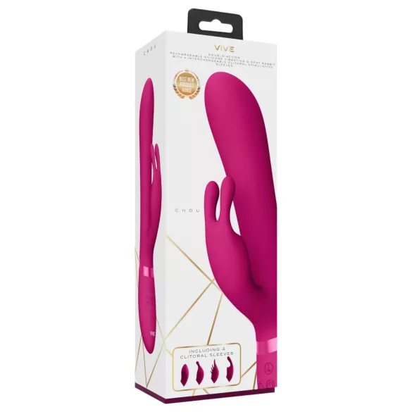 Vive Chou - vibrator za klitoris s izmjenjivom glavom, akumulatorski - rozi