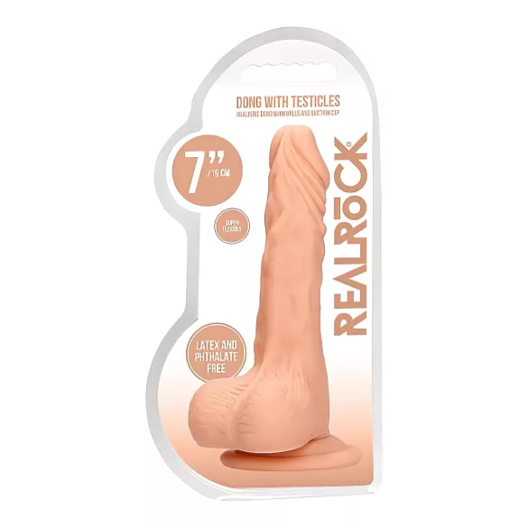 RealRock Dong 7 - realistični dildo s testisima 17cm - natur