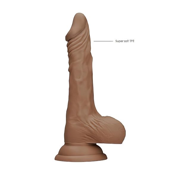 RealRock - realistični dildo s testisima - 17 cm - tamno natur