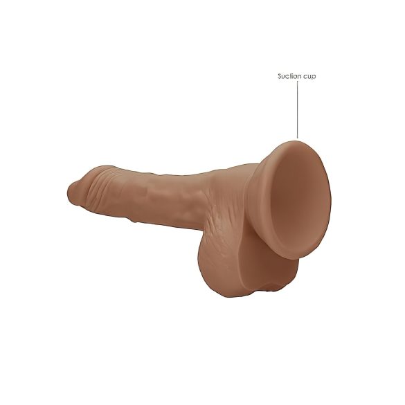 RealRock - realistični dildo s testisima - 17 cm - tamno natur
