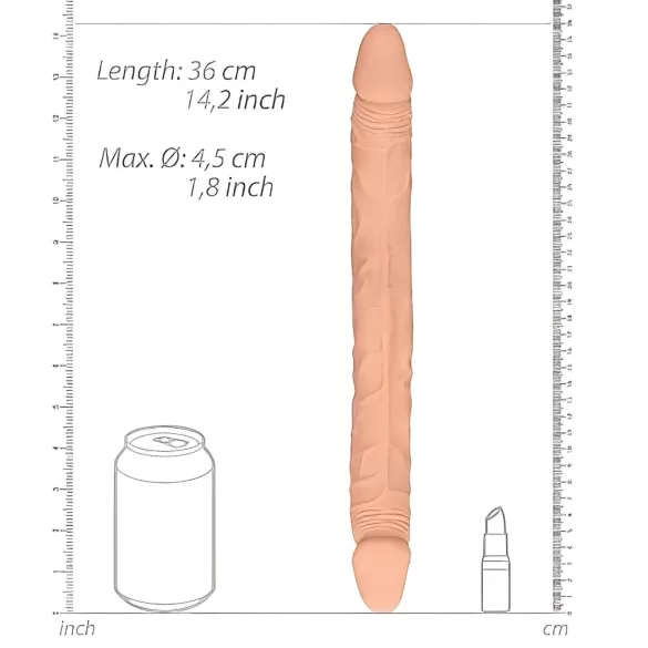 RealRock - dvostruki dildo - 36 cm - natur