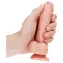 RealRock - dildo s testisima s vakuumskom čašicom - 15,5 cm (boja kože)