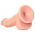 RealRock - dildo s testisima s vakuumskom čašicom - 15,5 cm (boja kože)