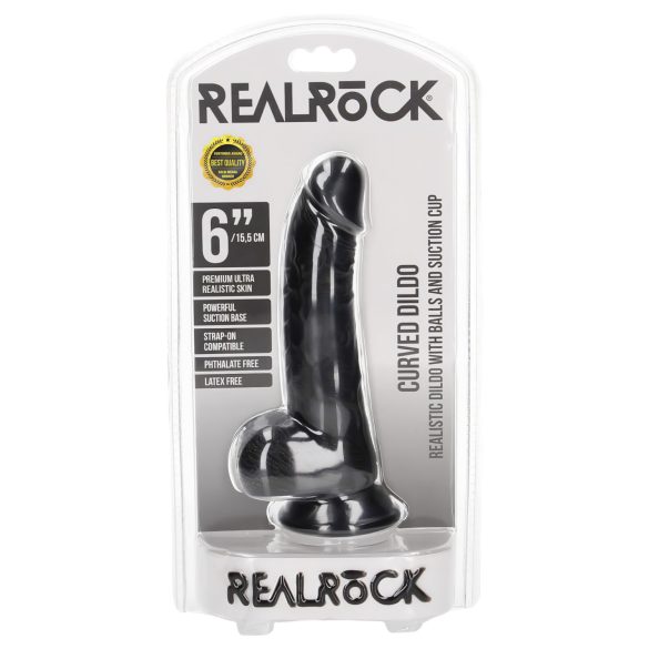 RealRock - dildo s vakumom, realistični - 15.5cm (crni)