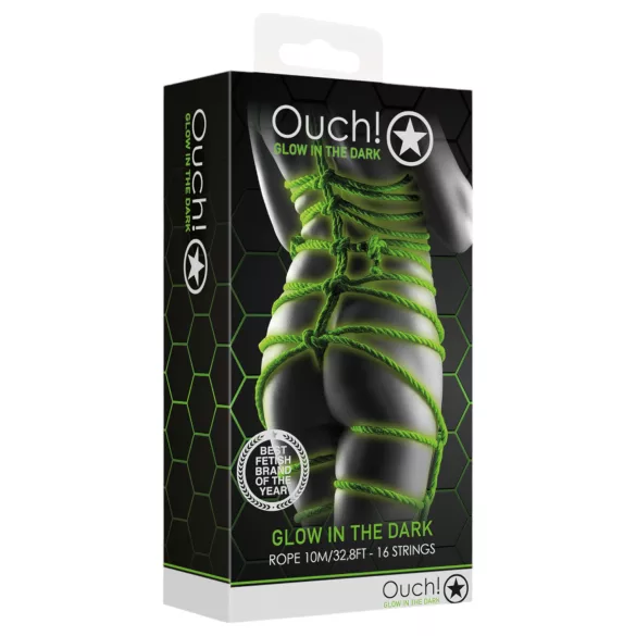 Ouch! - svijetleće užad za vezivanje u mraku (5 m, zeleno)