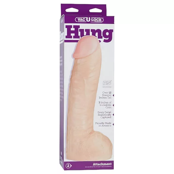 Doc Johnson Vac-U-Lock Hung 12 - realistični dildo s testisima - natur