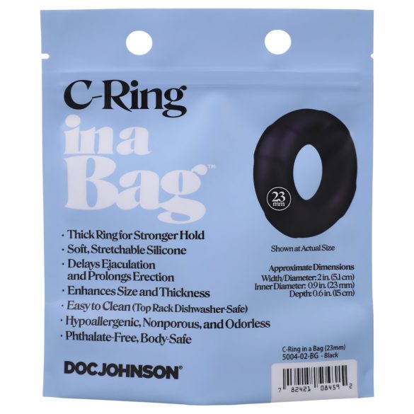 Doc Johnson C-Ring - erekcijski penisni prsten - silikon - crni