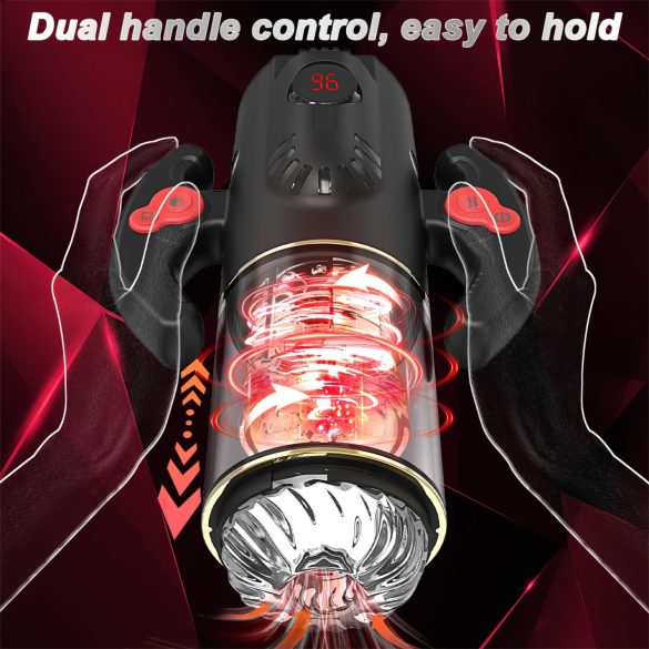 AlvUp - muški masturbator s rotirajućim funkcijama - crni