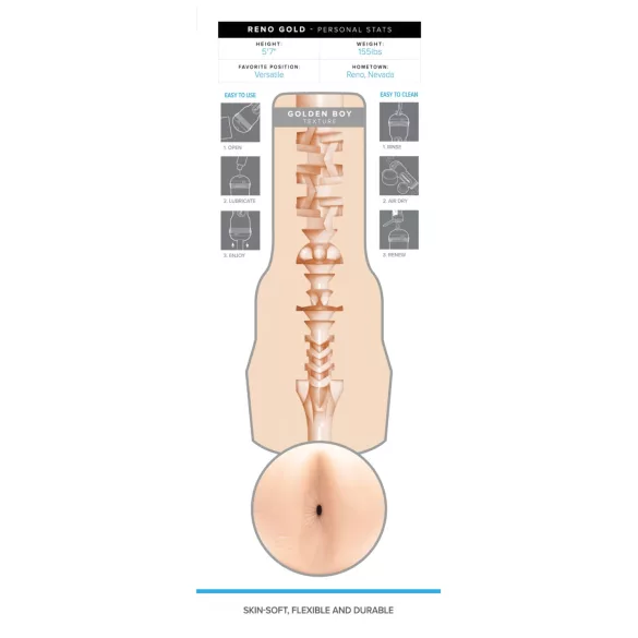 Fleshjack Reno Gold - realistični masturbator za guzu - prirodna boja