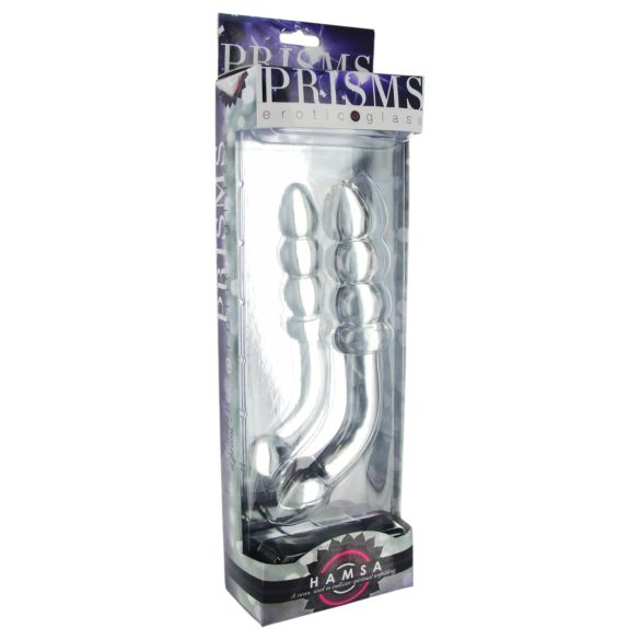 Prisms Hamsa - stakleni dildo za G-točku s dva kraja - proziran