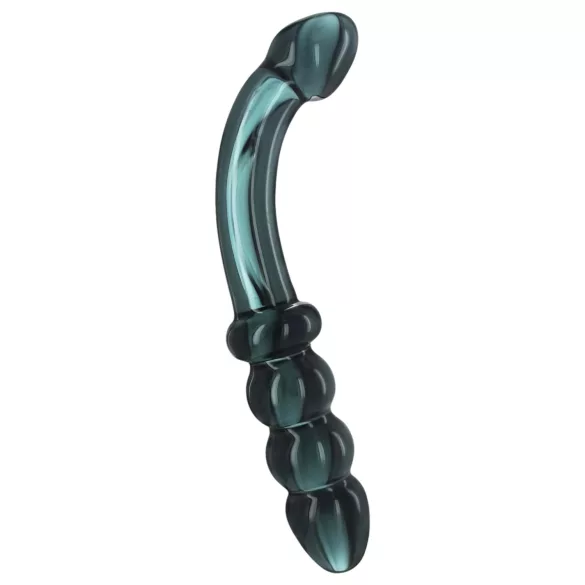Prisms Hamsa - stakleni dildo s dva kraja za G-točku - zeleni