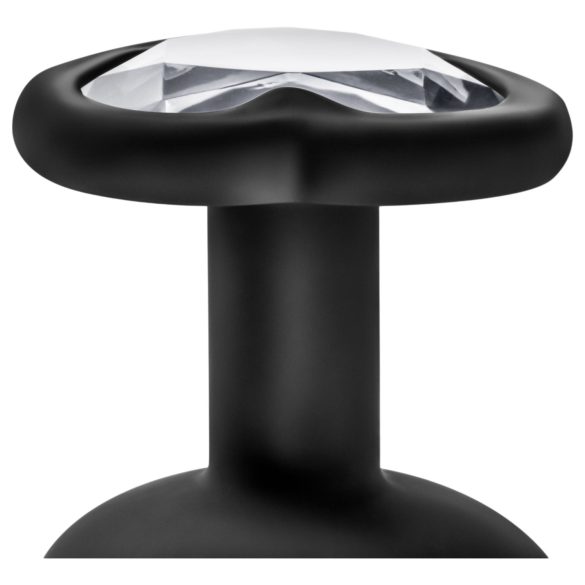 Temptasia S - analni čep sa srebrnim kamenčićem u obliku srca - crni - mali