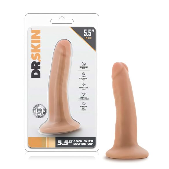 Dr. Skin - realistični dildo s vakuum podlogom - natur - 14 cm