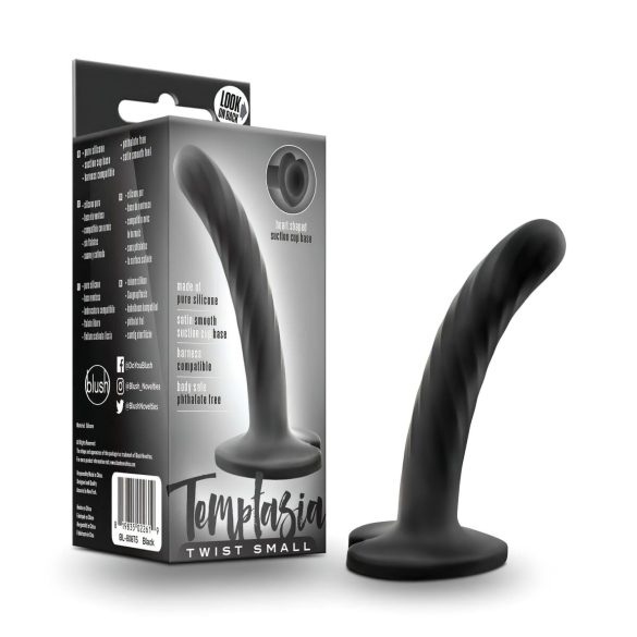 Temptasia Twist Small - dildo s vakumskim postoljem - crni - spiralni oblik
