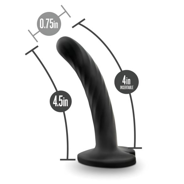 Temptasia Twist Small - dildo s vakumskim postoljem - crni - spiralni oblik