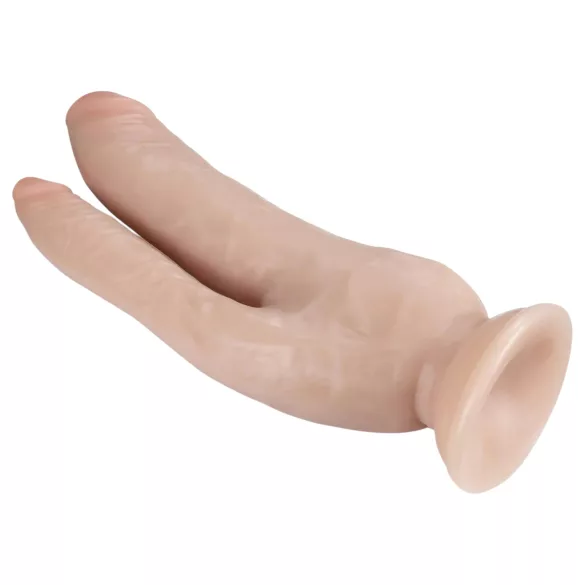 Dr. Skin 8 - dupla dildo s vakuumskim postoljem - natur