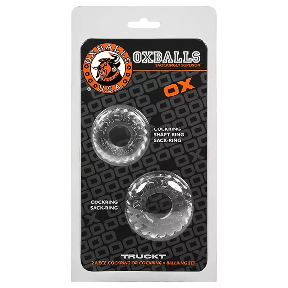 OXBALLS - set prstenova za penis s rebrastom teksturom - prozirni