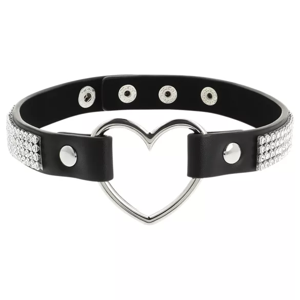 Coquette - ogrlica choker sa srcem i kristalima - crna