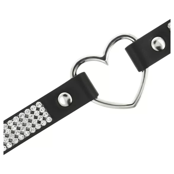 Coquette - ogrlica choker sa srcem i kristalima - crna