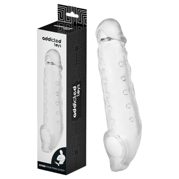 Addicted Toys - produžetak za penis s prstenom za testise - 23 cm prozirno