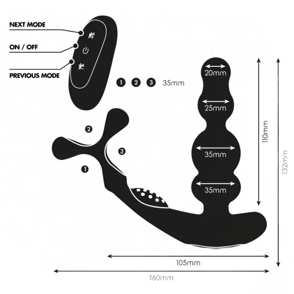 Addicted Toys - analni vibrator s rotirajućom glavom i prstenom za penis - crni