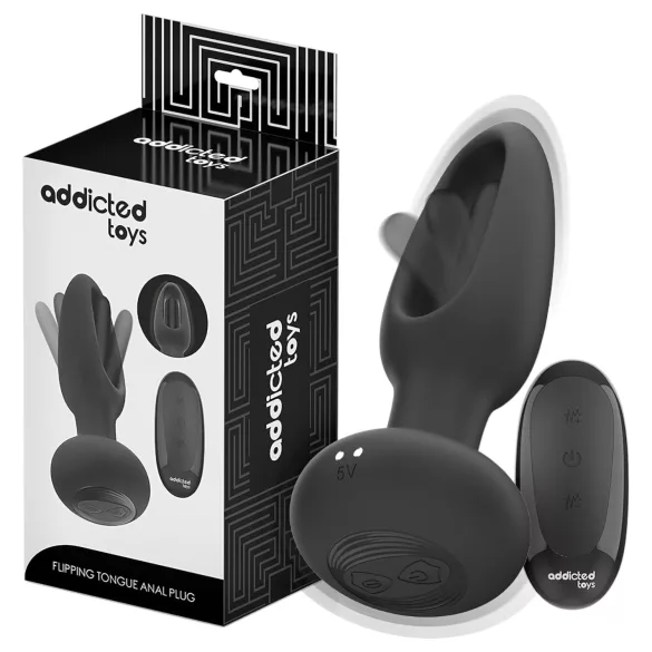 Addicted Toys - analni vibrator s pokretnim jezikom - crni