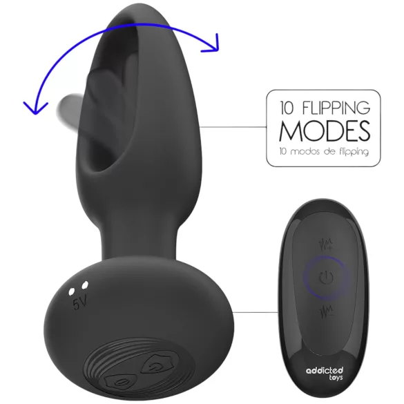 Addicted Toys - analni vibrator s pokretnim jezikom - crni