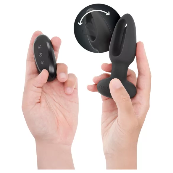 Addicted Toys - analni vibrator s pokretnim jezikom - crni