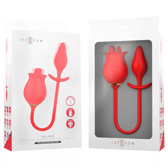 Intense Melanie - vibrator za klitoris s pokretnim jezikom 2u1 - silikon crveni