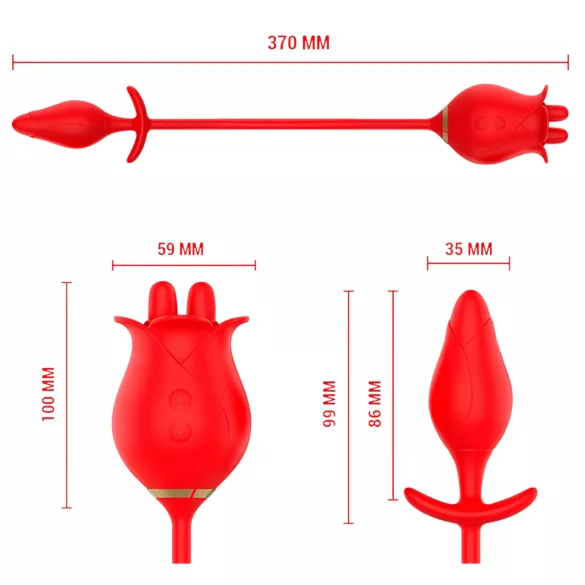Intense Melanie - vibrator za klitoris s pokretnim jezikom 2u1 - silikon crveni