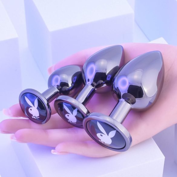 Playboy - analni plug set - 3 komada - srebrna