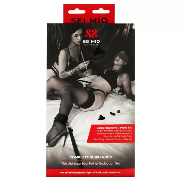 Sei Mio - bondage set za vezanje za krevet - crna