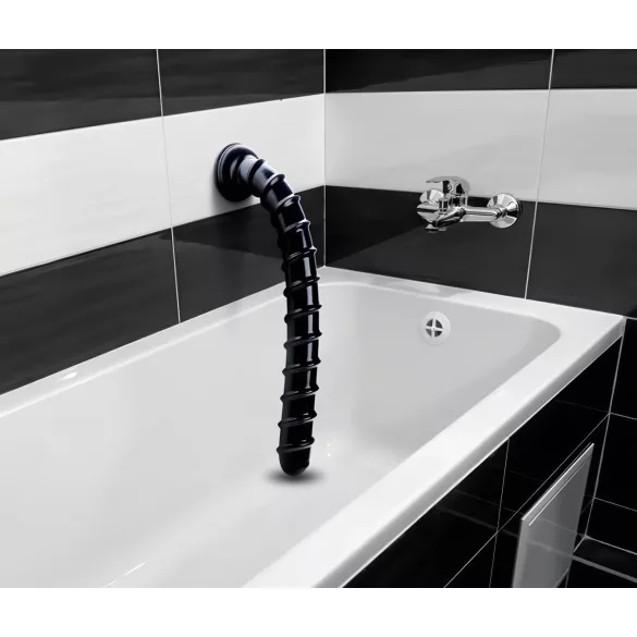 Hosed Swirl Tchick - analni dildo - valoviti oblik - crna - 18 cm