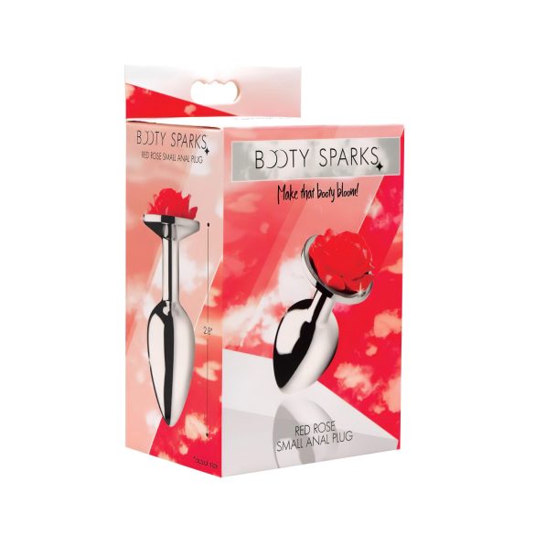 Booty Sparks - analni čep s ružom - srebrni