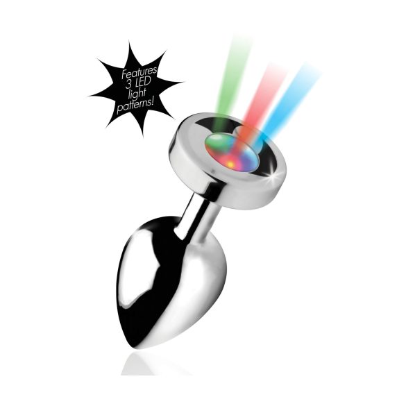 Booty Sparks - analni čep s LED svjetlom - veliki - srebrni